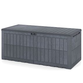 Arcón exterior 680L impermeable con tapa, asas laterales y cierre, gris
