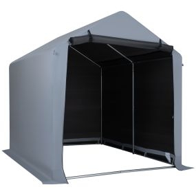 Refugio para Bicicletas de Techo Puntiagudo de Tela y Acero Galvanizado Resistente al Agua para Exterior 158 x 218 x 177 cm Plateado