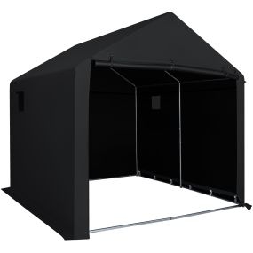Almacén Exterior para Bicicletas de Gran Tamaño con Ventanas Laterales Tela 420D Marco de Acero Galvanizado 210 x 238 x 211 cm Negro