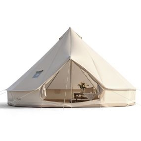 Tienda Yurta de Campaña Resistente al Agua con Malla Transpirable Espaciosa para 6-8 Personas para Acampar al Aire Libre 510 x 300 cm Beige