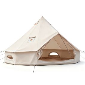 Tienda Yurta de Campaña con Ventilación Mejorada Resistente al Agua para 2-4 Personas para Viajes al Aire Libre 410 x 250 cm Beige