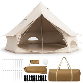 Tienda Yurta de Campaña Portátil con Bolsa de Transporte Resistente al Agua para 2-3 Personas para Excursiones Cortas 310 x 200 cm Beige