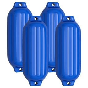 Juego de 4 defensas de barco acanaladas de doble ojo 58 x 16,5 cm azul