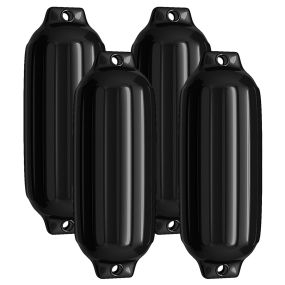 Juego de 4 Defensas de Barco Acanaladas de Doble Ojo para Defensas Marino Inflables de Barco de 4 Piezas Atraque 68,5 x 21,5 cm Negro