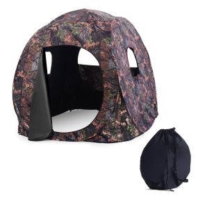 Estor de Caza Portátil para 3 Personas Tienda de Caza con Marco de Acero Ventanas de Malla Ganchos Estacas 152 x 152 x 163 cm Camuflaje