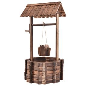 Pozo de madera de exterior para plantas y flores de jardín 57 x 57 x 114 cm