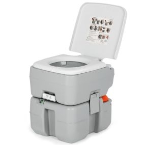 Inodoro Portátil Baño de Camping 20 L Tanque de Agua Residual Bomba de Desagüe para Adultos Niños 41,5 x 34,5 x 42 cm Gris