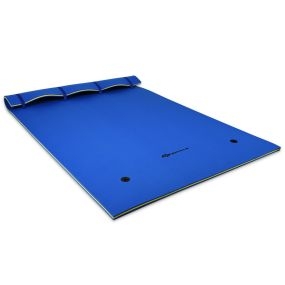 Colchoneta flotante de espuma XPE ecológica con cabeza enrollable para 3-5 personas 270 x 180 x 3,5 cm azul
