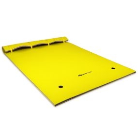 Colchoneta flotante de espuma XPE ecológica con cabeza enrollable para 3-5 personas 270 x 180 x 3,5 cm amarilla