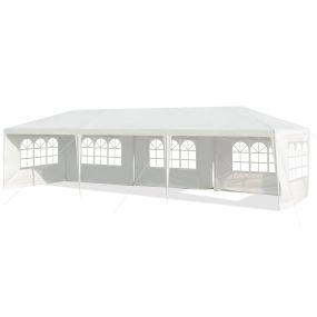 Toldo impermeable 3 x 9 m con 5 paneles laterales removibles para casamientos eventos playa y barbacoas blanco