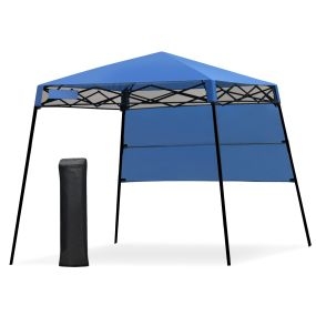 Carpa automática con patas inclinadas 182 x 182 cm azul para exterior, jardín y playa