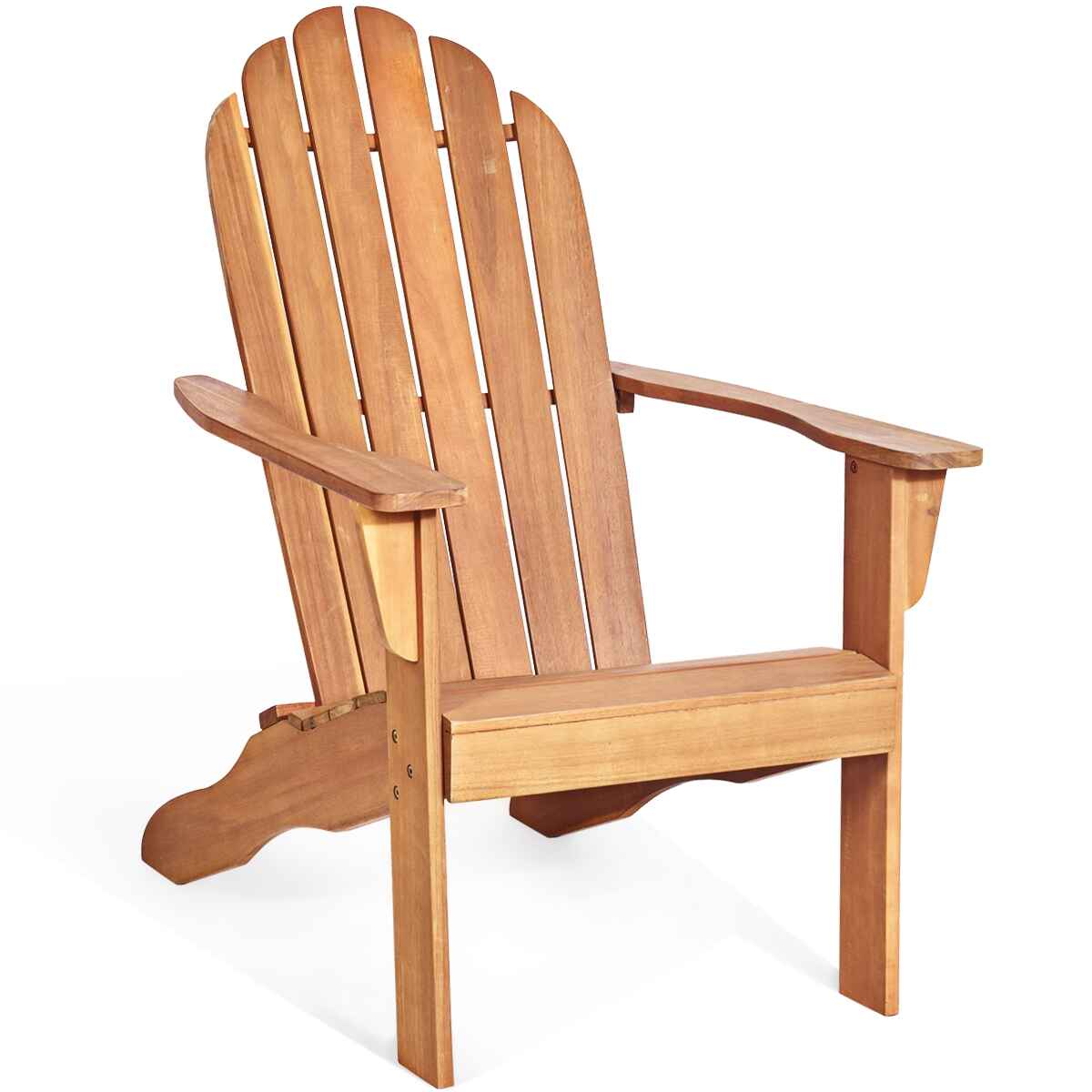 Silla Adirondack de Exterior de Madera Acacia para Patio Jardín Ergonómico Sillón para Balcón Piscina Natural 69 x 88 x 103 cm