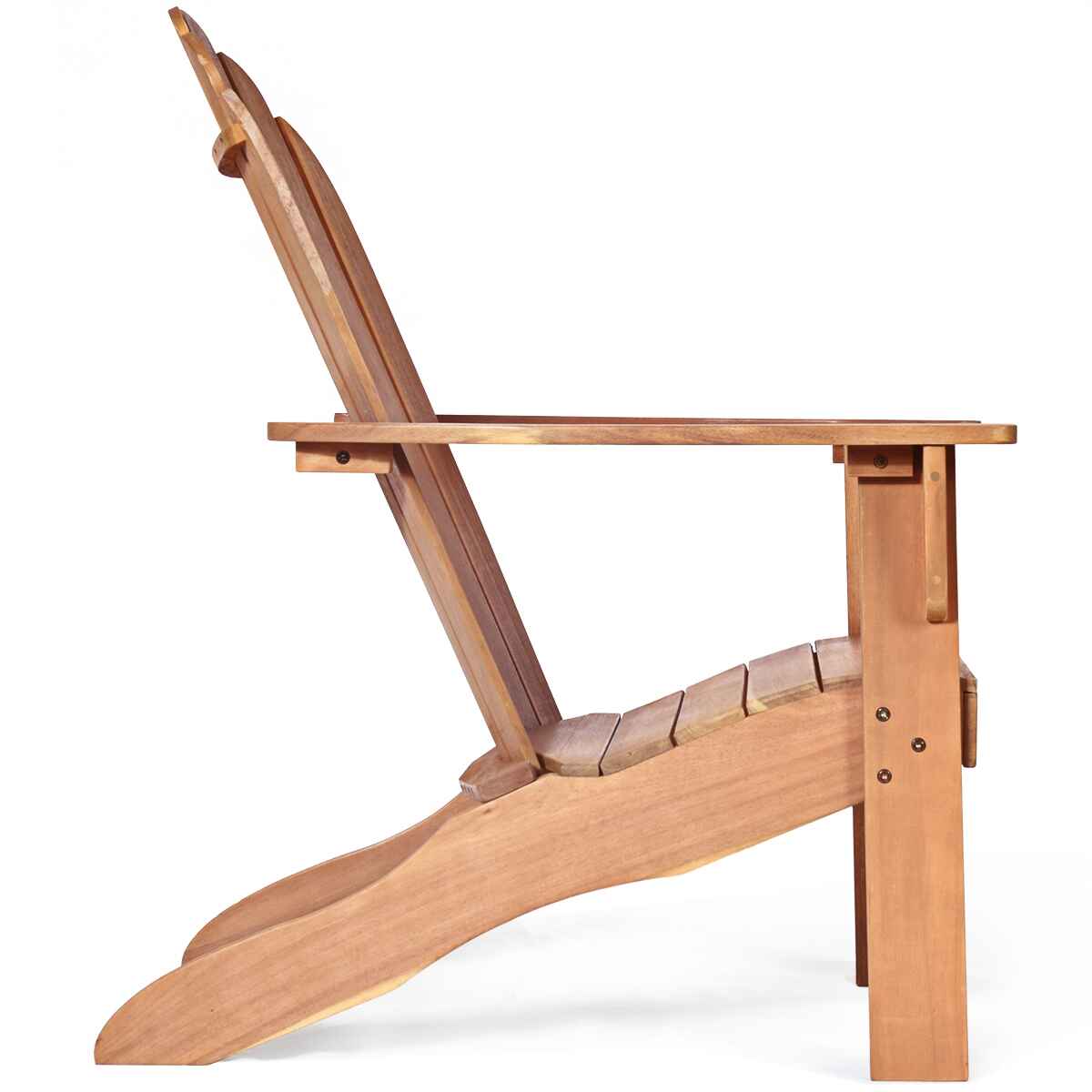 Silla Adirondack de Exterior de Madera Acacia para Patio Jardín Ergonómico Sillón para Balcón Piscina Natural 69 x 88 x 103 cm