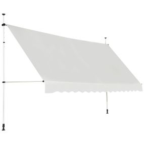 Toldo retráctil telescópico impermeable anti-UV con manivela manual beige 395 x 120 cm