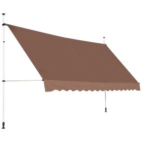 Toldo telescópico retráctil resistente a rayos UV impermeable con manivela 395 x 120 cm marrón