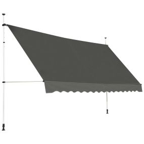 Toldo telescópico retráctil resistente a rayos UV impermeable con manivela gris 395 x 120 cm