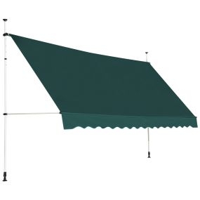 Toldo telescópico retráctil resistente a rayos UV e impermeable con manivela 395 x 120 cm verde