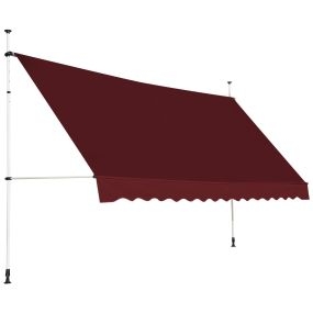 Toldo telescópico retráctil resistente a rayos UV e impermeable con manivela 395 x 120 cm rojo