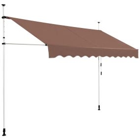Toldo telescópico retráctil 300 x 120 cm marrón resistente a rayos UV e impermeable con manivela manual