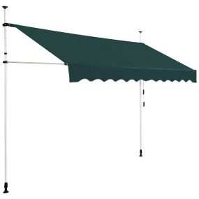 Toldo telescópico retráctil 300 x 120 cm resistente a rayos UV impermeable verde con manivela manual