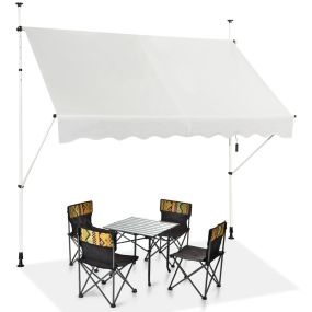 Toldo telescópico retráctil resistente a rayos UV e impermeable con manivela manual beige 250 x 125 cm