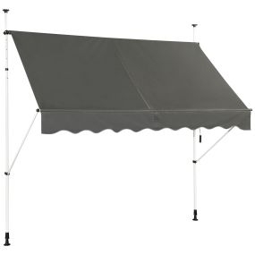 Toldo telescópico retráctil 250 x 125 cm resistente a rayos UV impermeable gris con manivela manual