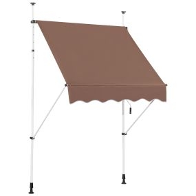 Toldo telescópico y retráctil 150/250 cm marrón resistente a rayos UV e impermeable con manivela