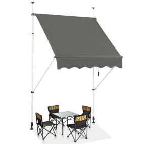 Toldo telescópico retráctil resistente a rayos UV e impermeable con manivela gris 150 x 120 cm