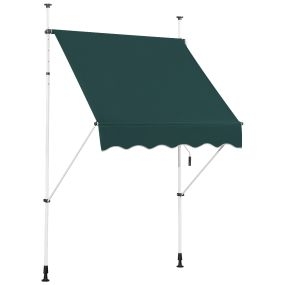Toldo telescópico y retráctil 150/250 cm verde resistente a rayos UV impermeable con manivela