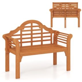Banco Plegable de Madera Acacia para Exteriores Silla Loveseat para 2 Personas para Jardín Patio y Porche 123 x 54 x 69 cm Natural