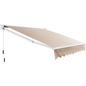 Toldo retráctil 245 x 200 cm con manivela manual beige para pared puerta ventana