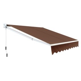 Toldo retráctil 245 x 200 cm con manivela manual de poliéster impermeable marrón para pared, puerta y ventana
