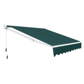Toldo retráctil 245 x 200 cm con manivela manual de poliéster impermeable verde para pared, puerta y ventana