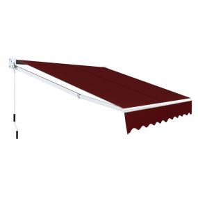 Toldo retráctil 245 x 200 cm con manivela manual de poliéster impermeable y aluminio rojo vino