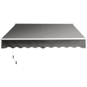 Toldo retráctil 295 x 250 cm con manivela manual gris para pared, puerta y ventana