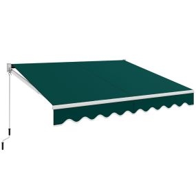 Toldo retráctil 295 x 250 cm con manivela manual verde para pared, puerta y ventana