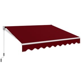 Toldo retráctil 295 x 250 cm con manivela manual rojo para pared, puerta y ventana