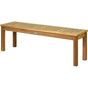 Banco de madera de acacia para exterior sin respaldo 132 x 34 x 43,5 cm teca