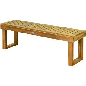 Banco de Exterior Madera Acacia Banco de Patio con Asiento de Listones sin Respaldo para Dormitorio Jardín Balcón 132 x 34 x 43,5 cm Teca