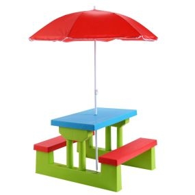Mesa y Banco de Picnic para Niños con Paraguas multicolor