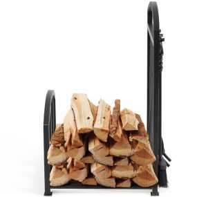 Estante para leña con 4 herramientas para chimenea 43,5 x 39,5 x 69,5 cm