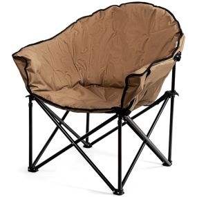 Silla plegable de camping con cojín, portavaso y bolsa de transporte, marrón, 62 x 62 x 90 cm