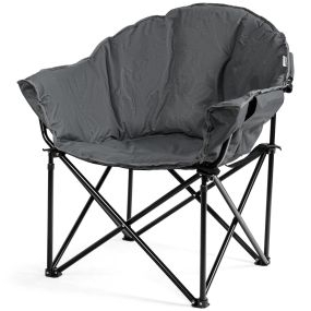 Silla plegable de camping con cojín, portavaso y bolsa de transporte gris 62 x 62 x 90 cm