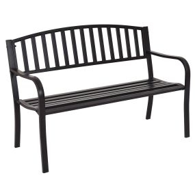 Banco en Acero de Jardín con Diseño de Listones y Estructura Robusta en Acero Negro 127 x 60 x 87 cm