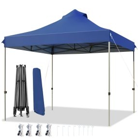 Carpa con dosel desplegable 3 x 3 m impermeable con bolsa de transporte y ruedas, azul