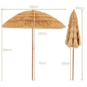 Sombrilla de playa inclinable ajustable 8 varillas portátil beige 200 cm