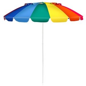 Sombrilla de Playa Parasol Regulable con Protección Solar UPF50+ Inclinable Portátil de Exterior Jardín Color Iris 2,2 x 2,45 m