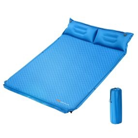 Colchón de camping autoinflable de espuma para 2 personas azul 187 x 130 x 4 cm
