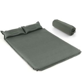 Colchón de camping autoinflable de espuma para 2 personas 187 x 130 x 4 cm verde