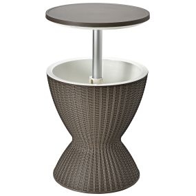 Hielera 30 L para patio mesa baja de bar imitación ratán marrón claro Φ 48,5 x 57,5 cm
